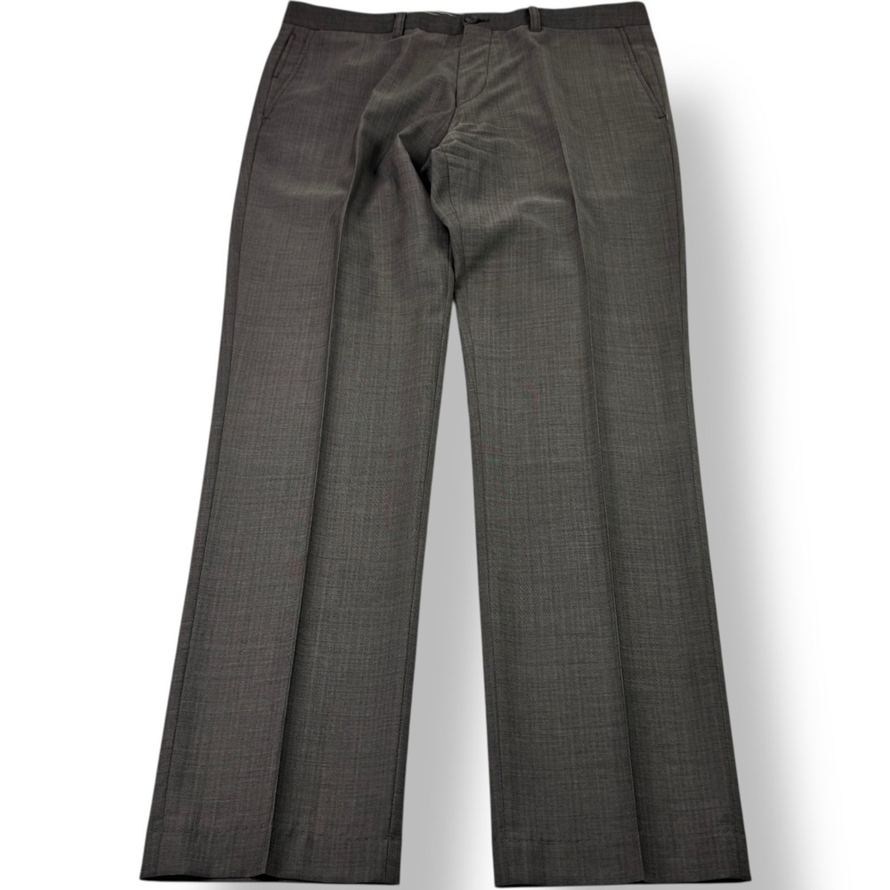 BOSS Hugo Boss Stone Brown Crigan1-US Flat Front Dress Pants Wool‎ Men's 34x31